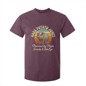 Funny Mars Potato Jones T Shirt For Kid Powered by Naps Snacks Side Eye Pygmy Hippo TS11 Maroon Print Your Wear