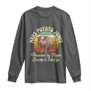 Funny Mars Potato Jones Long Sleeve Shirt Powered by Naps Snacks Side Eye Pygmy Hippo TS11 Dark Heather Print Your Wear