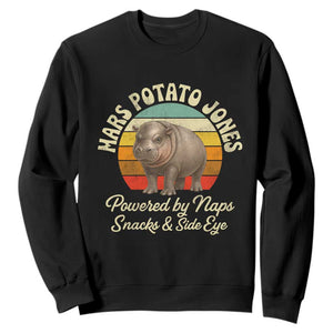 Funny Mars Potato Jones Sweatshirt Powered by Naps Snacks Side Eye Pygmy Hippo TS11 Black Print Your Wear