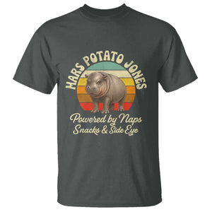 Funny Mars Potato Jones T Shirt Powered by Naps Snacks Side Eye Pygmy Hippo TS11 Dark Heather Print Your Wear