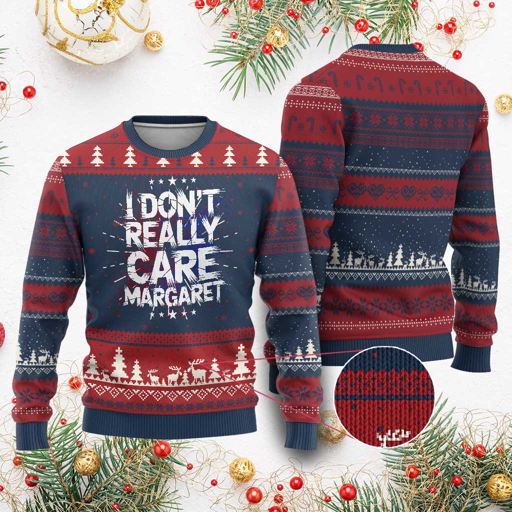 Funny JD Vance 2025 I Don't Really Care Margaret Knit Sweatshirt Star TS11 Burgundy Print Your Wear