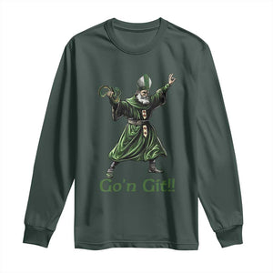 Funny St Patrick's Day Long Sleeve Shirt Go'n Git Saint Patrick Snake TS11 Dark Forest Green Print Your Wear