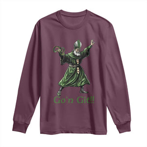 Funny St Patrick's Day Long Sleeve Shirt Go'n Git Saint Patrick Snake TS11 Maroon Print Your Wear