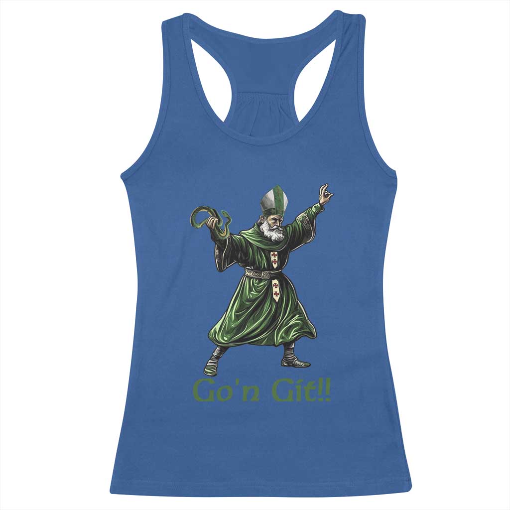 Funny St Patrick's Day Racerback Tank Top Go'n Git Saint Patrick Snake TS11 Royal Blue Print Your Wear
