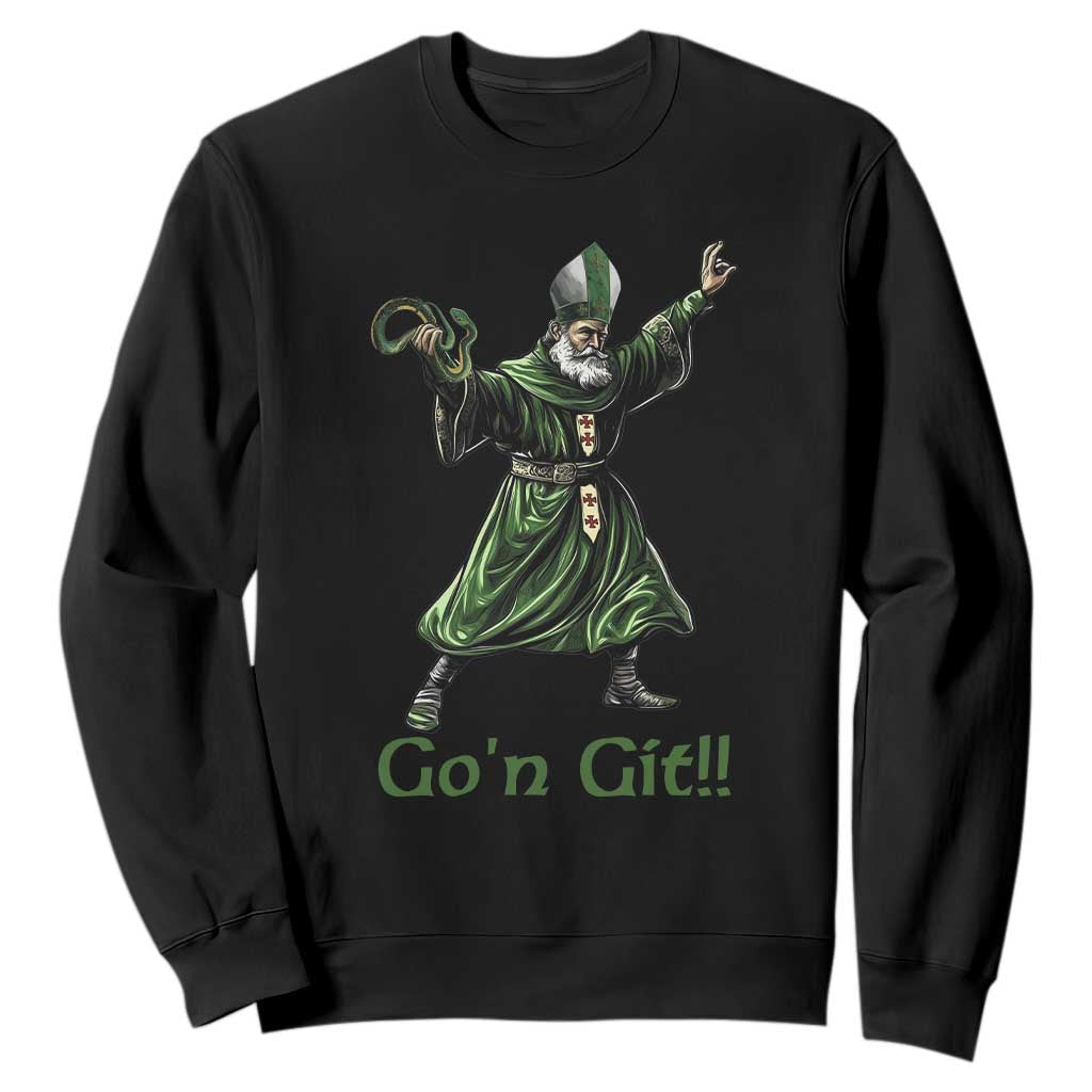 Funny St Patrick's Day Sweatshirt Go'n Git Saint Patrick Snake TS11 Black Print Your Wear