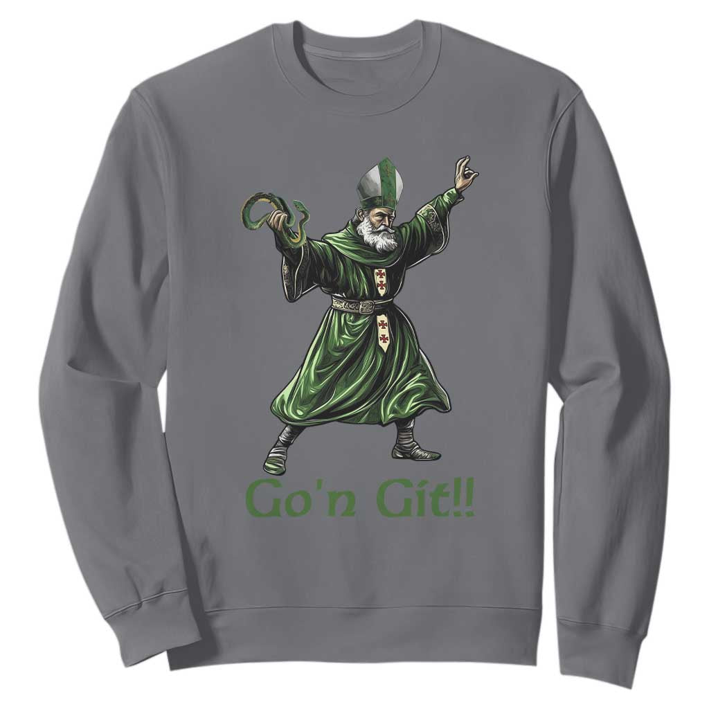 Funny St Patrick's Day Sweatshirt Go'n Git Saint Patrick Snake TS11 Charcoal Print Your Wear