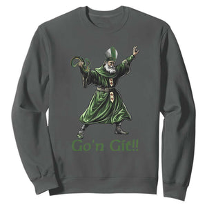 Funny St Patrick's Day Sweatshirt Go'n Git Saint Patrick Snake TS11 Dark Heather Print Your Wear