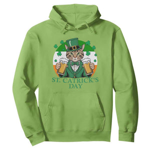 Funny St Catrick's Day Beer Hoodie St Patrick's Day Cat Beer Shamrock TS11 Lime Print Your Wear