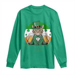 Funny St Catrick's Day Beer Long Sleeve Shirt St Patrick's Day Cat Beer Shamrock TS11 Irish Green Print Your Wear