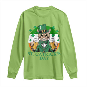 Funny St Catrick's Day Beer Long Sleeve Shirt St Patrick's Day Cat Beer Shamrock TS11 Lime Print Your Wear