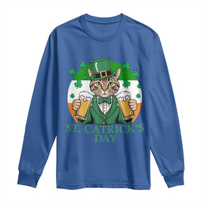 Funny St Catrick's Day Beer Long Sleeve Shirt St Patrick's Day Cat Beer Shamrock TS11 Royal Blue Print Your Wear