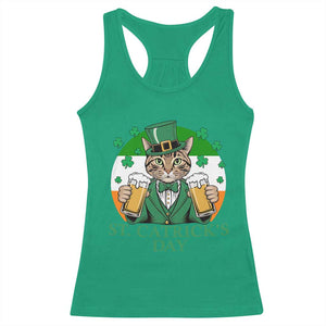Funny St Catrick's Day Beer Racerback Tank Top St Patrick's Day Cat Beer Shamrock TS11 Irish Green Print Your Wear
