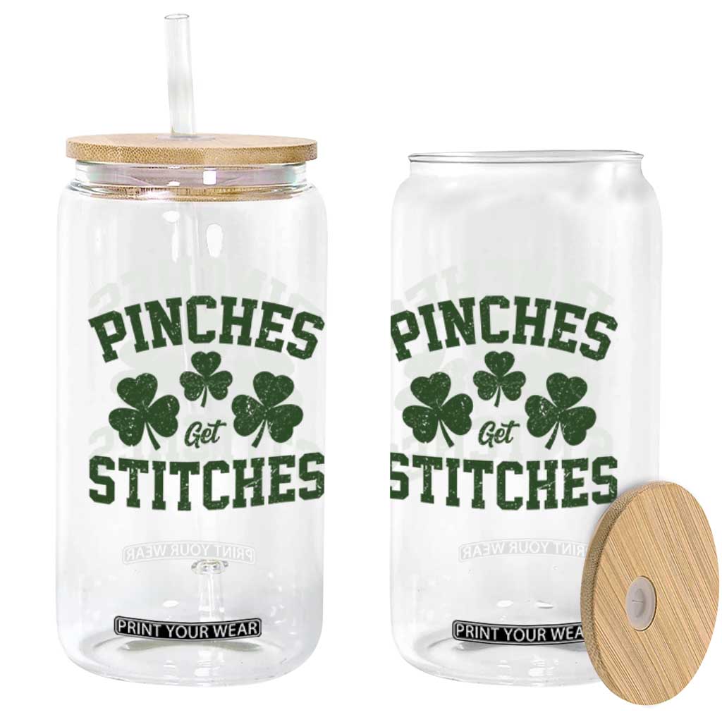 Funny St Patrick's Day Pinches Get Stiches Glass Can Shamrock TS11 Print Your Wear