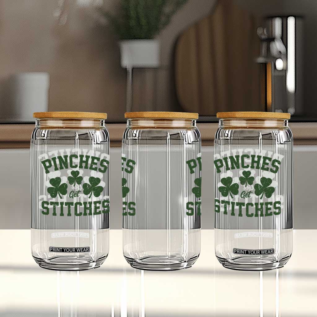 Funny St Patrick's Day Pinches Get Stiches Glass Can Shamrock TS11 Print Your Wear