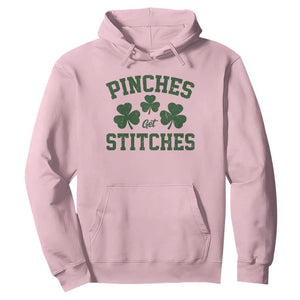 Funny St Patrick's Day Pinches Get Stiches Hoodie Shamrock TS11 Light Pink Print Your Wear