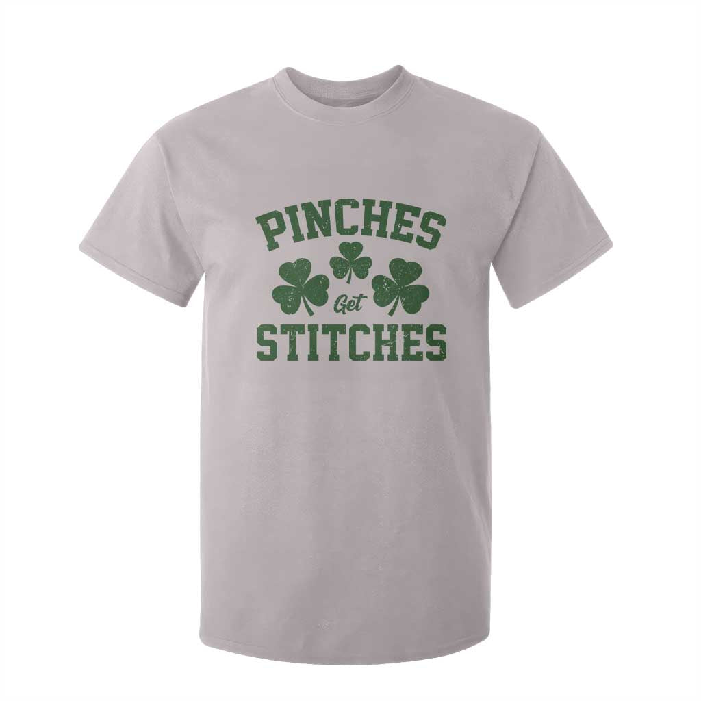 Funny St Patrick's Day Pinches Get Stiches T Shirt For Kid Shamrock TS11 Ice Gray Print Your Wear