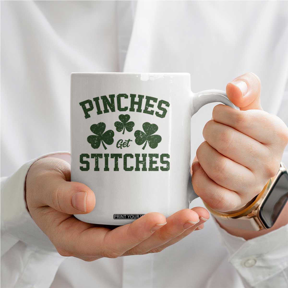 Funny St Patrick's Day Pinches Get Stiches Coffee Mug Shamrock TS11 Print Your Wear