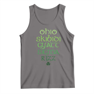 Funny Ohio Skibidi Gyatt Sigma Rizz St Patrick's Day Tank Top Shamrock TS11 Deep Heather Print Your Wear