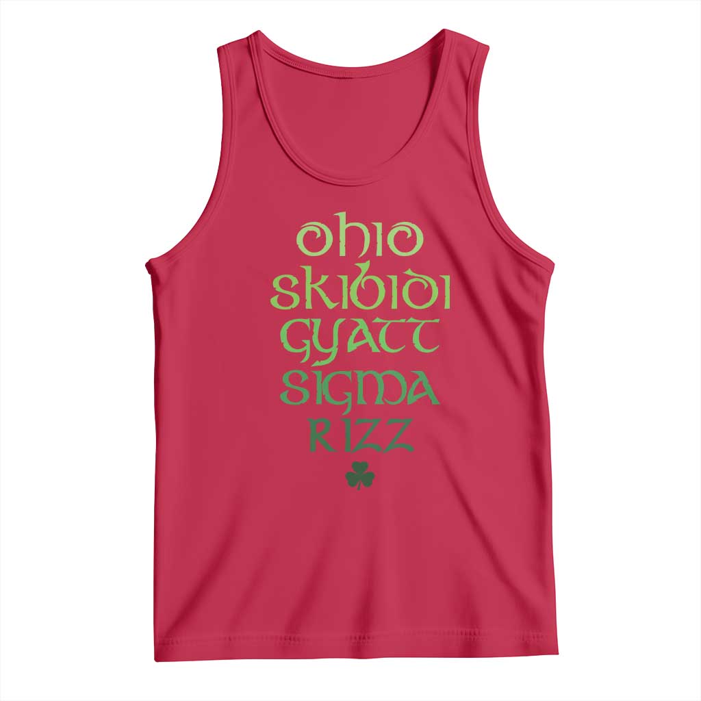 Funny Ohio Skibidi Gyatt Sigma Rizz St Patrick's Day Tank Top Shamrock TS11 Red Print Your Wear