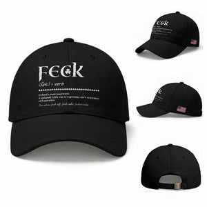 Funny Irish Pride Baseball Cap Feck Definition Shamrocks St Patrick's Day TS11 Baseball Cap Universal Fit Black Print Your Wear