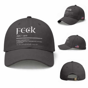 Funny Irish Pride Baseball Cap Feck Definition Shamrocks St Patrick's Day TS11 Baseball Cap Universal Fit Dark Gray Print Your Wear