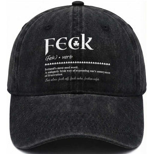 Funny Irish Pride Washed Cotton Baseball Cap Feck Definition Shamrocks St Patrick's Day TS11 Print Your Wear