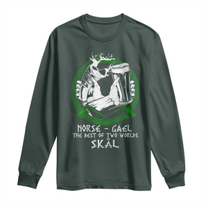 Funny Norse Gael The Best Of Two Worlds Skal Long Sleeve Shirt Irish Viking Beer TS11 Dark Forest Green Print Your Wear