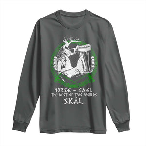 Funny Norse Gael The Best Of Two Worlds Skal Long Sleeve Shirt Irish Viking Beer TS11 Dark Heather Print Your Wear