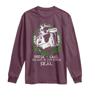 Funny Norse Gael The Best Of Two Worlds Skal Long Sleeve Shirt Irish Viking Beer TS11 Maroon Print Your Wear