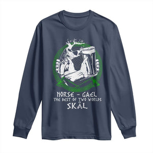 Funny Norse Gael The Best Of Two Worlds Skal Long Sleeve Shirt Irish Viking Beer TS11 Navy Print Your Wear