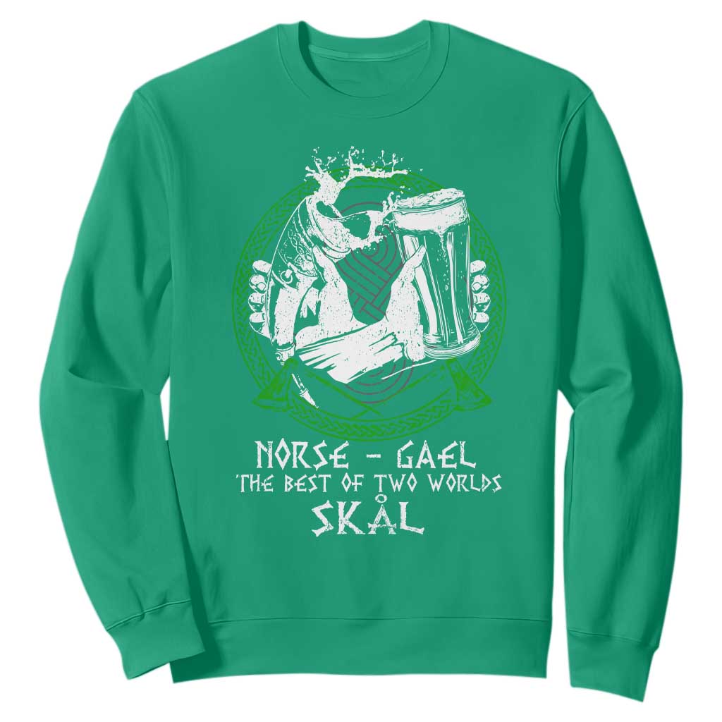 Funny Norse Gael The Best Of Two Worlds Skal Sweatshirt Irish Viking Beer TS11 Irish Green Print Your Wear