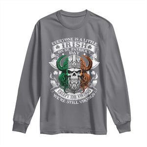 Funny Irish Viking Long Sleeve Shirt Everyone Is A Little Irish On St Patrick's Day TS11 Charcoal Print Your Wear