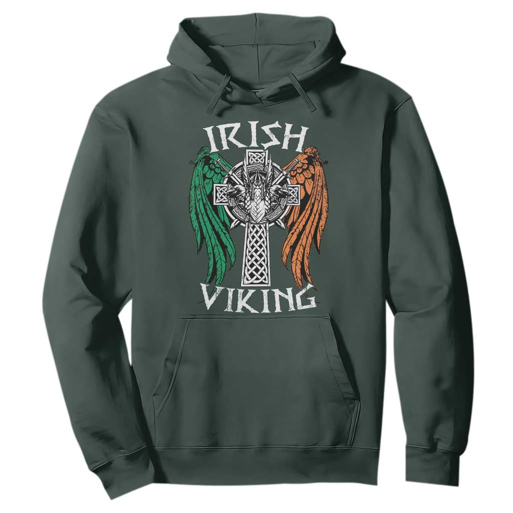 Irish Viking Hoodie Vintage Shamrock Celtic Viking Skull TS11 Dark Forest Green Print Your Wear