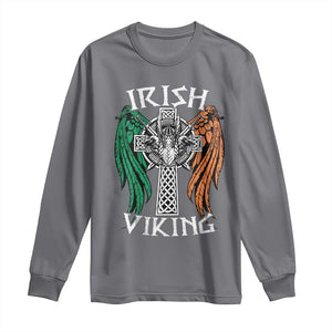 Irish Viking Long Sleeve Shirt Vintage Shamrock Celtic Viking Skull TS11 Charcoal Print Your Wear