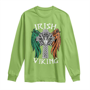 Irish Viking Long Sleeve Shirt Vintage Shamrock Celtic Viking Skull TS11 Lime Print Your Wear