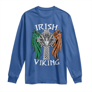 Irish Viking Long Sleeve Shirt Vintage Shamrock Celtic Viking Skull TS11 Royal Blue Print Your Wear