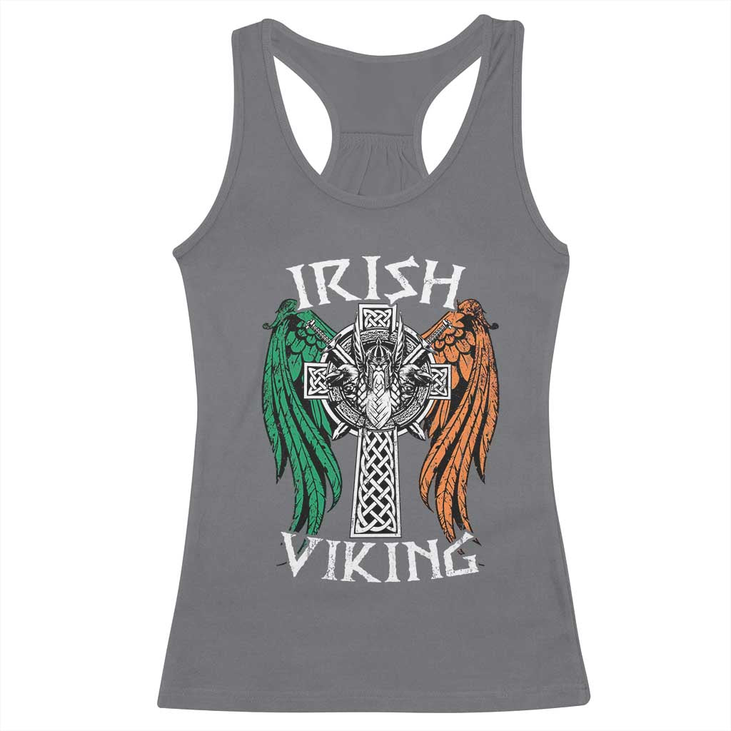 Irish Viking Racerback Tank Top Vintage Shamrock Celtic Viking Skull TS11 Charcoal Print Your Wear