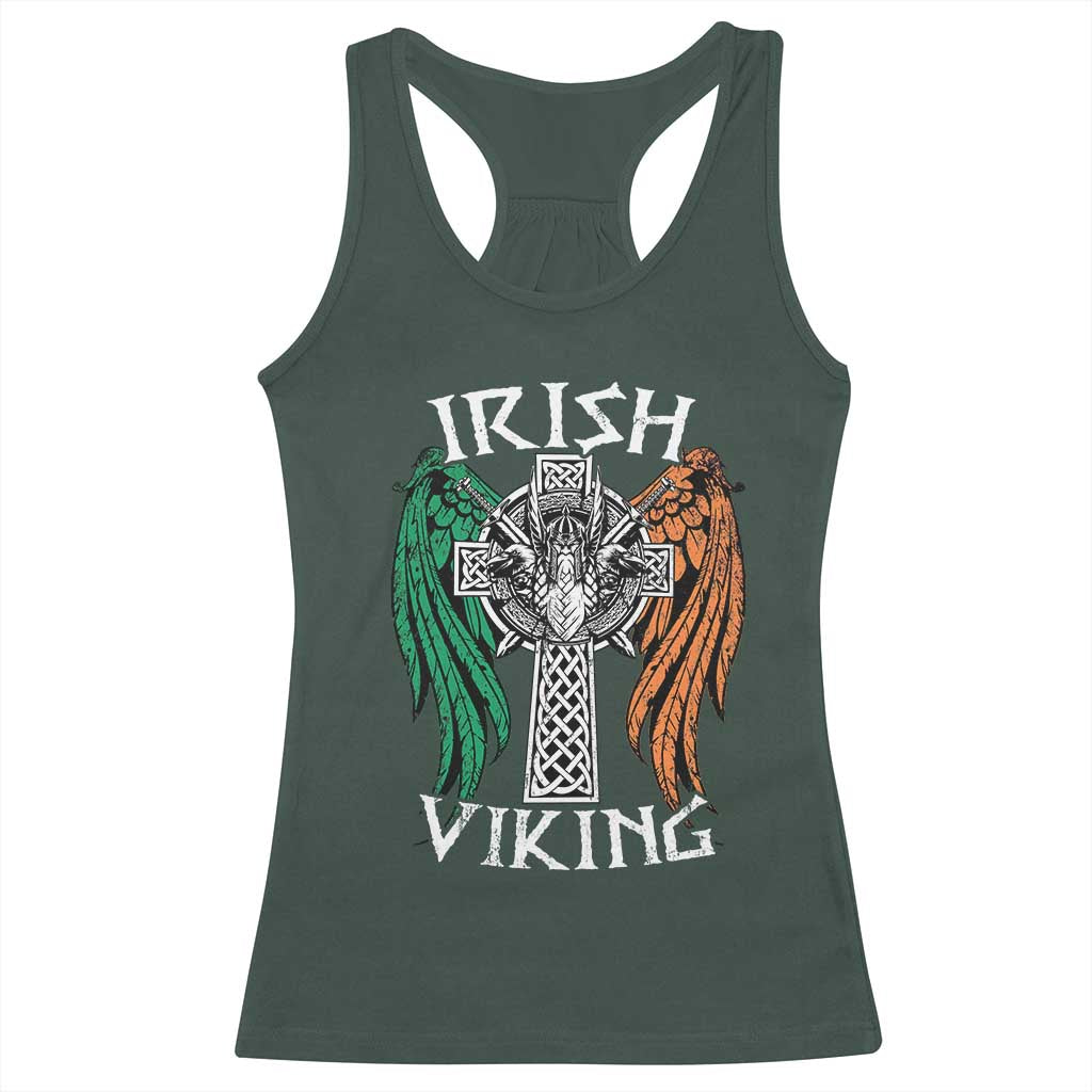 Irish Viking Racerback Tank Top Vintage Shamrock Celtic Viking Skull TS11 Dark Forest Green Print Your Wear