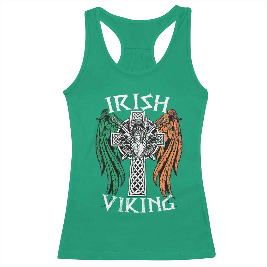 Irish Viking Racerback Tank Top Vintage Shamrock Celtic Viking Skull TS11 Irish Green Print Your Wear