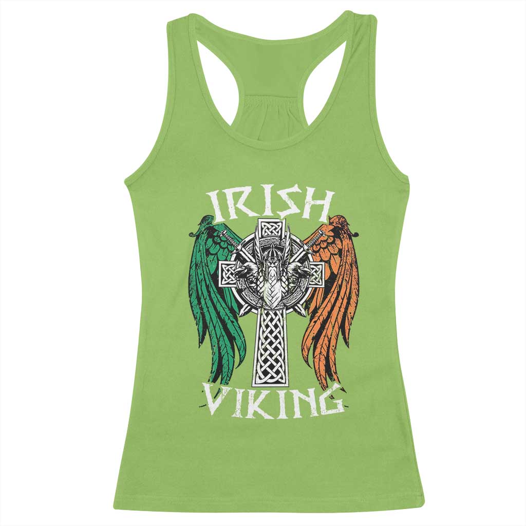 Irish Viking Racerback Tank Top Vintage Shamrock Celtic Viking Skull TS11 Lime Print Your Wear