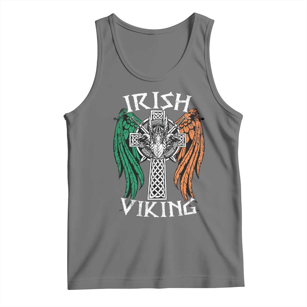 Irish Viking Tank Top Vintage Shamrock Celtic Viking Skull TS11 Black Heather Print Your Wear