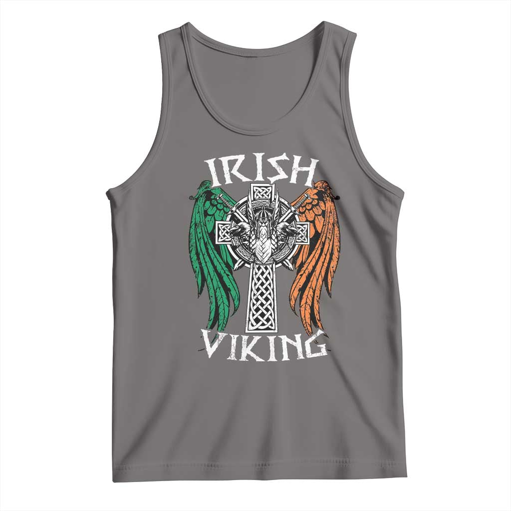 Irish Viking Tank Top Vintage Shamrock Celtic Viking Skull TS11 Deep Heather Print Your Wear