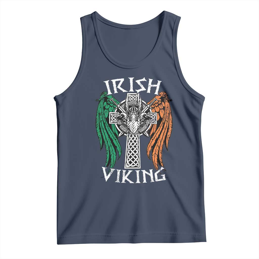 Irish Viking Tank Top Vintage Shamrock Celtic Viking Skull TS11 Navy Print Your Wear