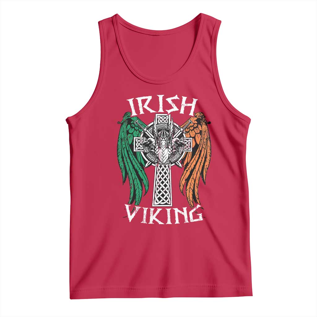 Irish Viking Tank Top Vintage Shamrock Celtic Viking Skull TS11 Red Print Your Wear