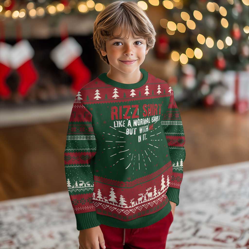 Funny Rizz Like A Normal Shirt But With Me In It Knit Sweatshirt TS11 Christmas Print Your Wear