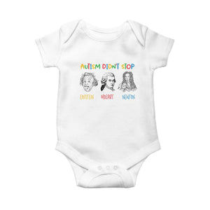 Autism Didn't Stop Einstein Mozart Newton Baby Onesie Autism Awareness TS11 White Print Your Wear