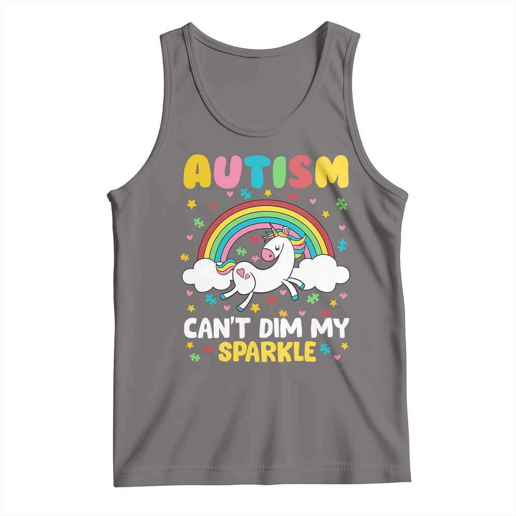 Funny Autism Can't Dim My Sparkle Tank Top Autism Awareness Unicorn Rainbow TS11 Deep Heather Print Your Wear