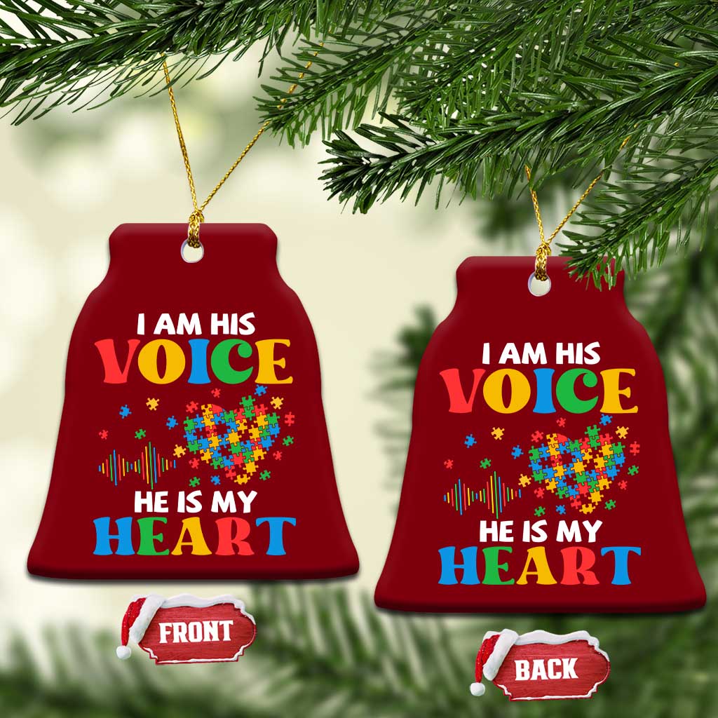 I Am His Voice He Is My Heart Ceramic Ornament Autism Awareness Puzzle Piece TS11 Print Your Wear