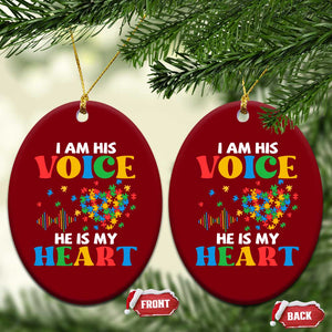 I Am His Voice He Is My Heart Ceramic Ornament Autism Awareness Puzzle Piece TS11 Print Your Wear