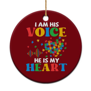 I Am His Voice He Is My Heart Ceramic Ornament Autism Awareness Puzzle Piece TS11 1pc Red Print Your Wear